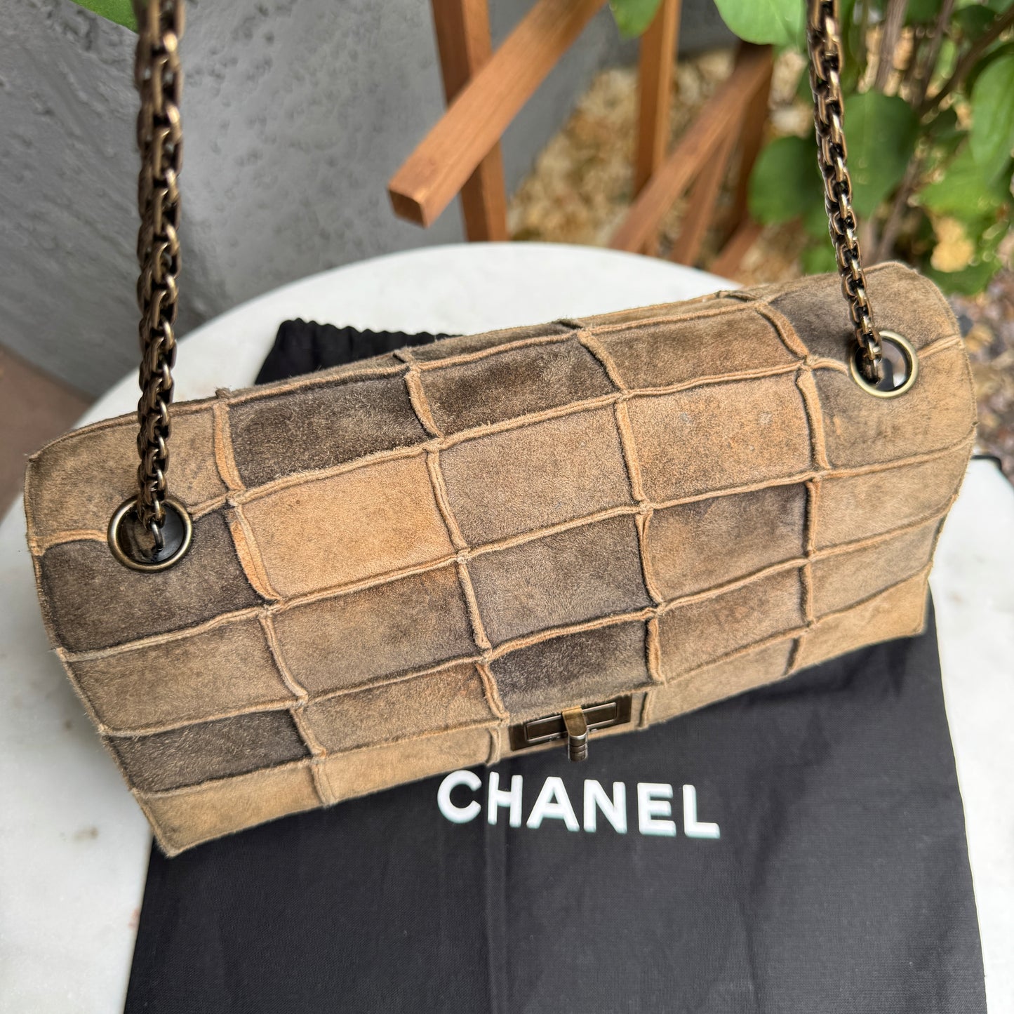 Chanel Suede Patchwork Reissue 225 Single Flap Shoulder Bag