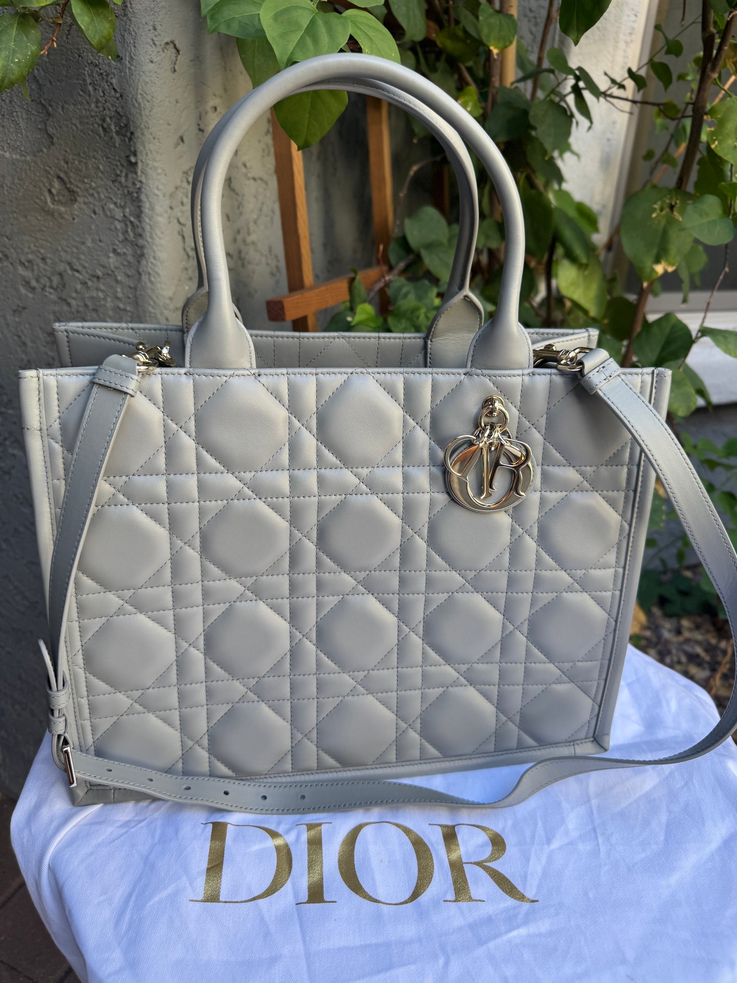 Christian Dior Calfskin Macrocannage Leather Medium Book Tote