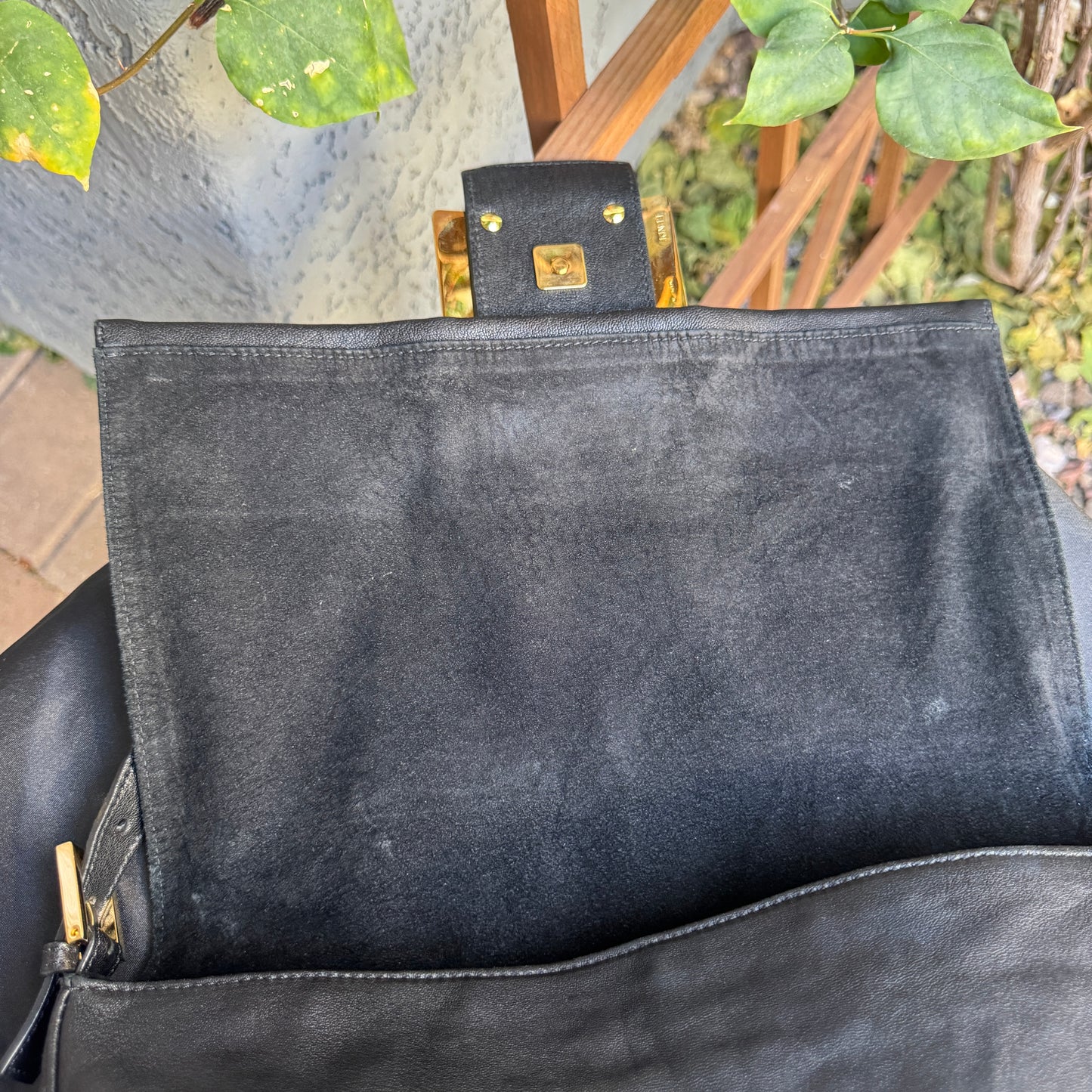 Fendi Lambskin Leather Tortoise Mamma Baguette