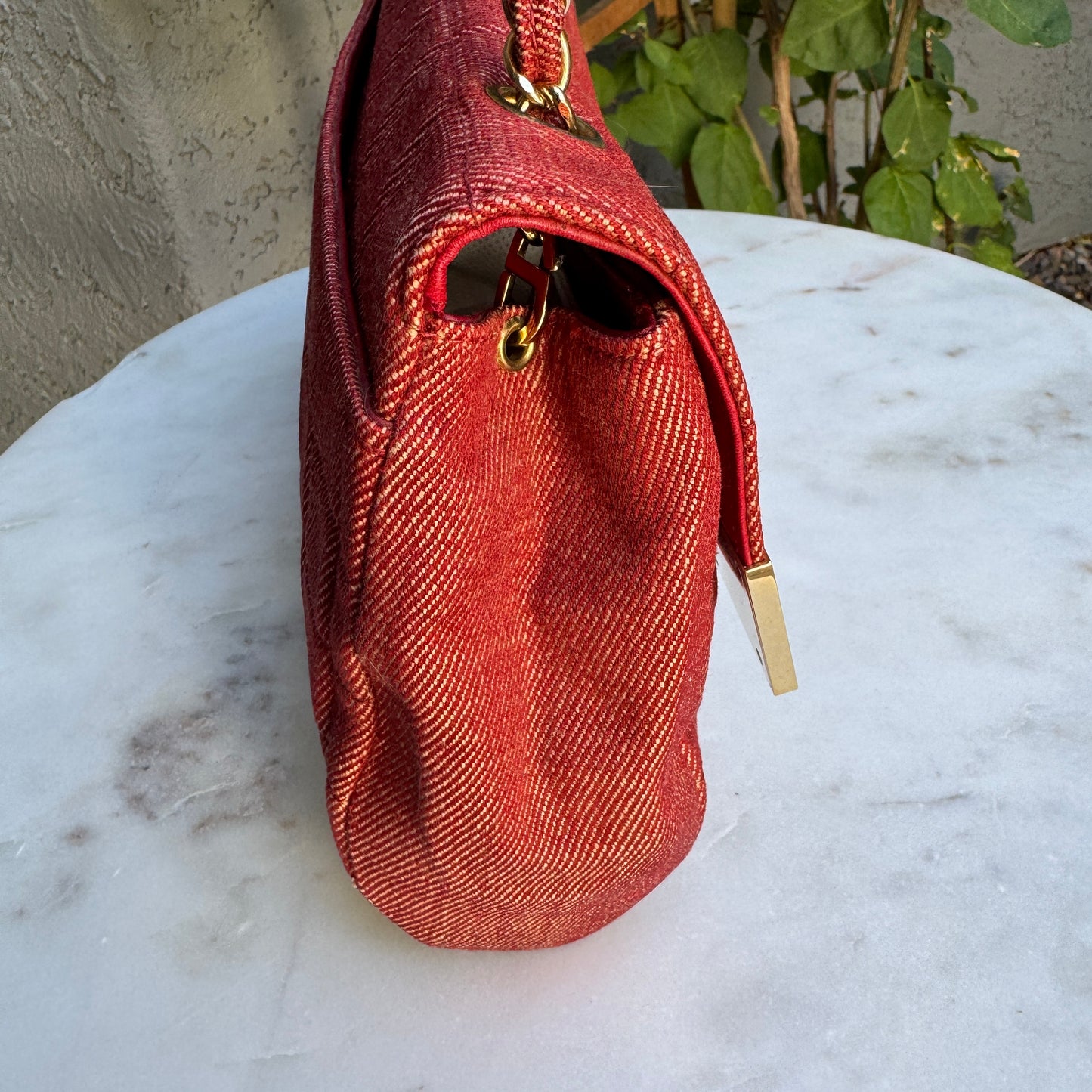 Chanel Vintage Denim Chocolate Bar Quilt Single Flap Shoulder Bag