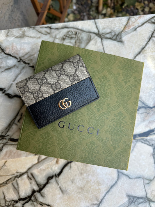 Gucci GG Marmont Bi-Color Card Case Wallet