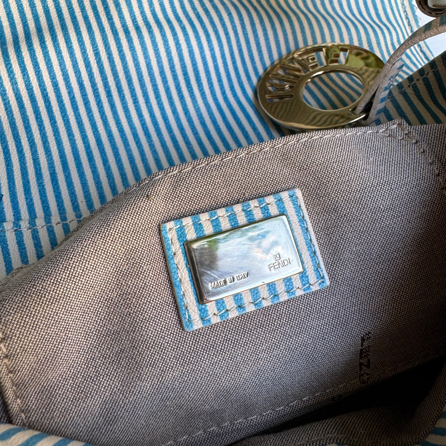 Fendi Vintage Striped Pequin Leather Chef Shoulder Bag