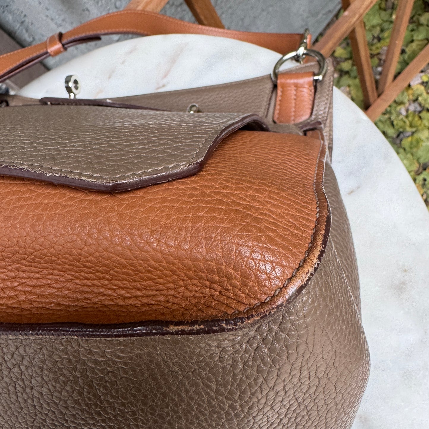 Hermès Jypsiere 34 Bicolor Pebbled Clemence Leather Crossbody