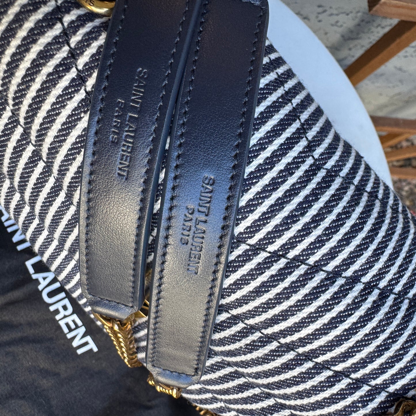 Saint Laurent Small Loulou Striped Chain Crossbody