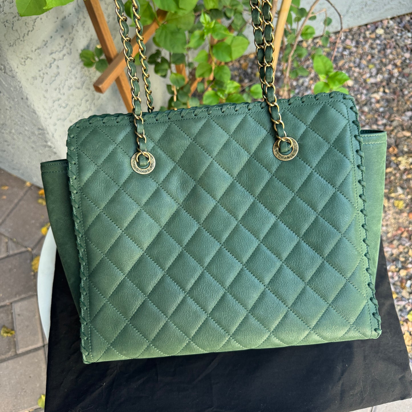 Chanel Nubuck Suede Quilted Whipstitch Happy Stitch Tote