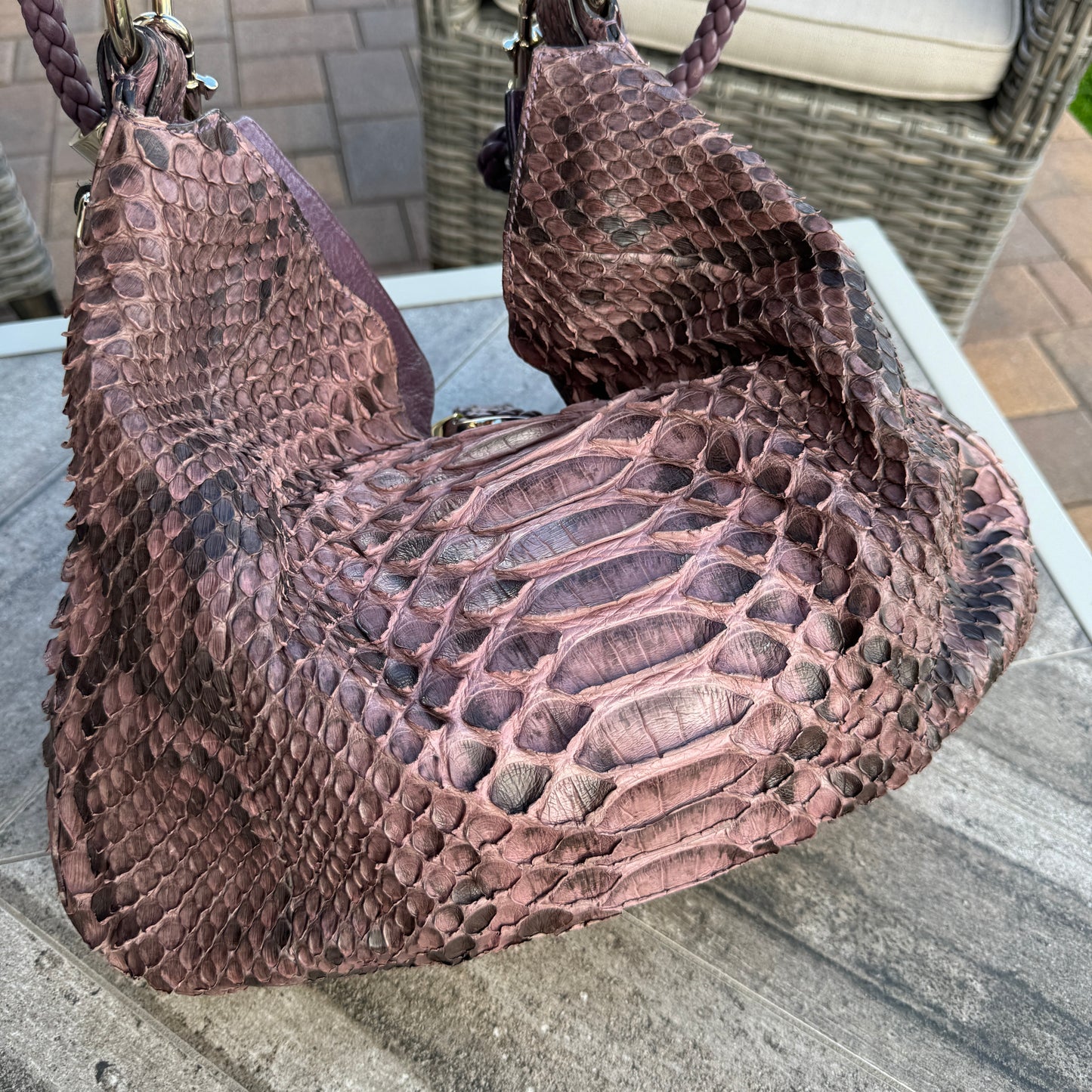 Gucci G Wave Python Hobo