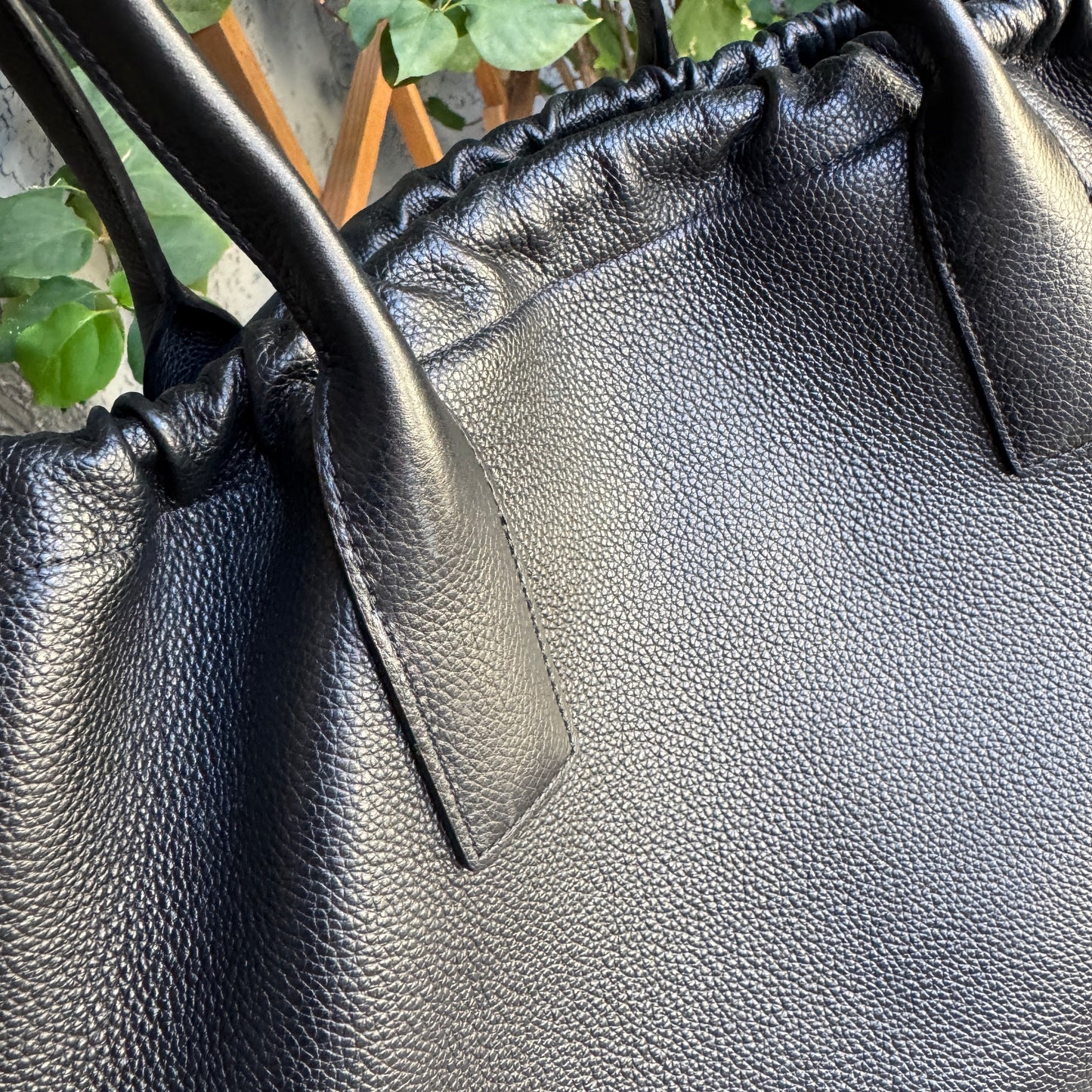 Celine Pebbled Calf Leather Cabas Drawstring Cuir Triomphe Tote