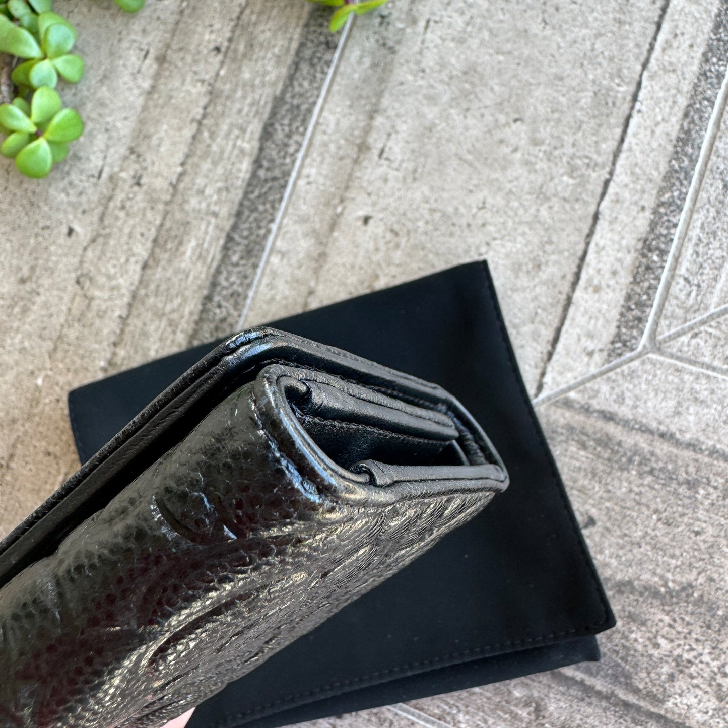 Chanel Camellia Caviar Leather Compact Wallet