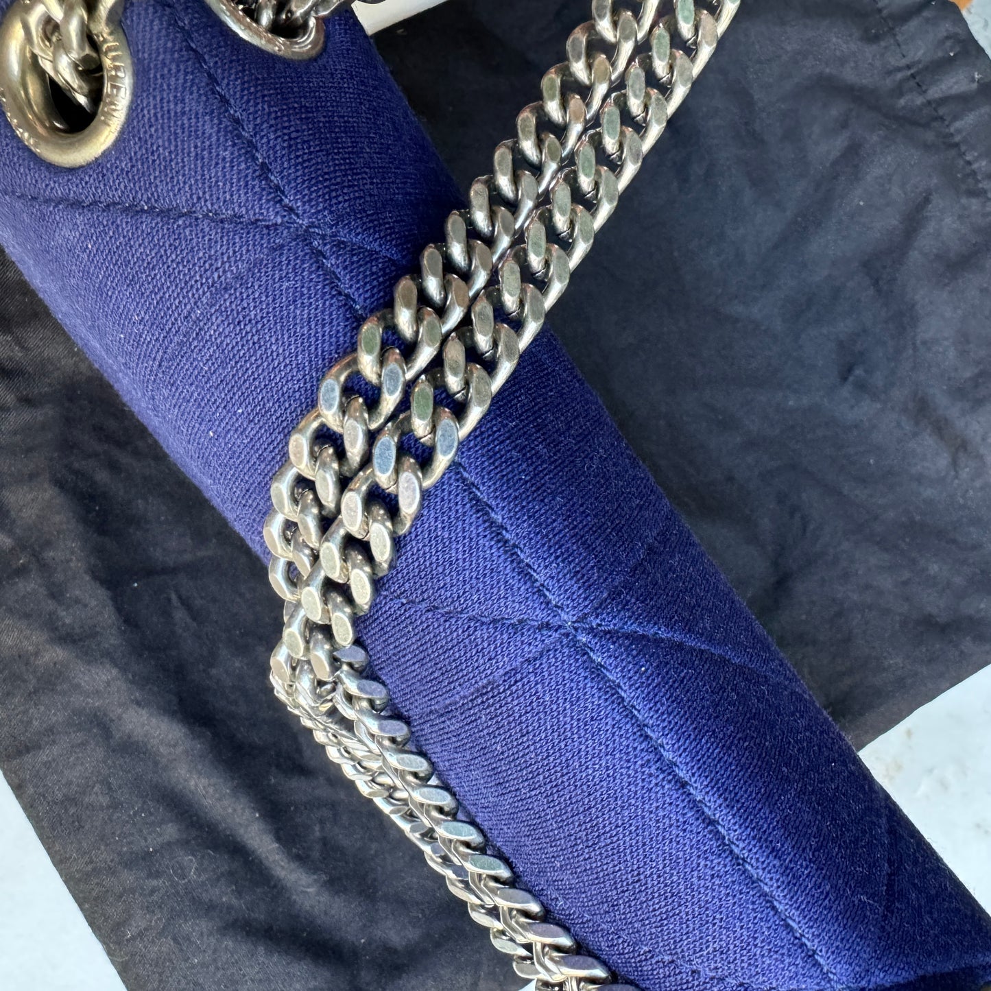 Saint Laurent Jamie Medium Jersey Wool Patchwork Crossbody