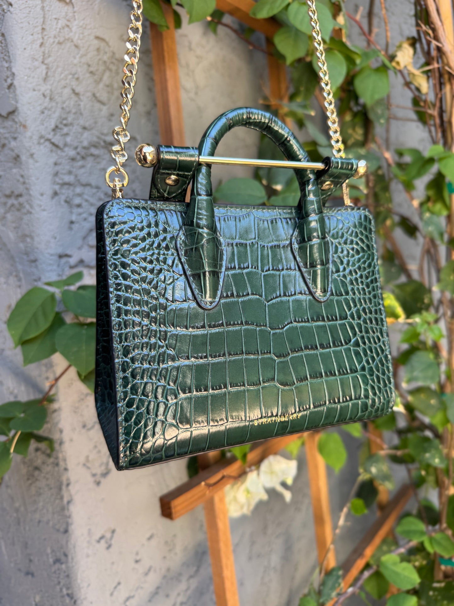 Strathberry Embossed Croc Leather Mini Tote Leather Crossbody