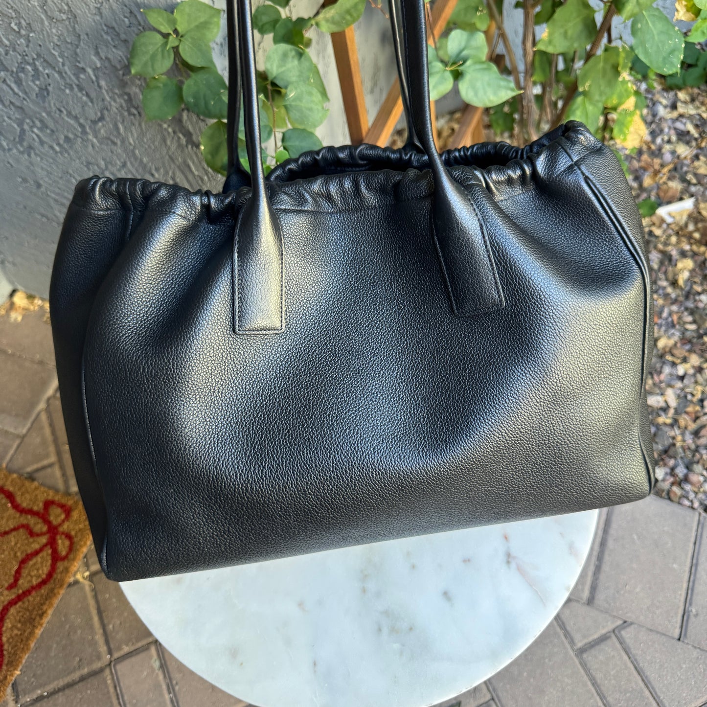 Celine Pebbled Calf Leather Cabas Drawstring Cuir Triomphe Tote