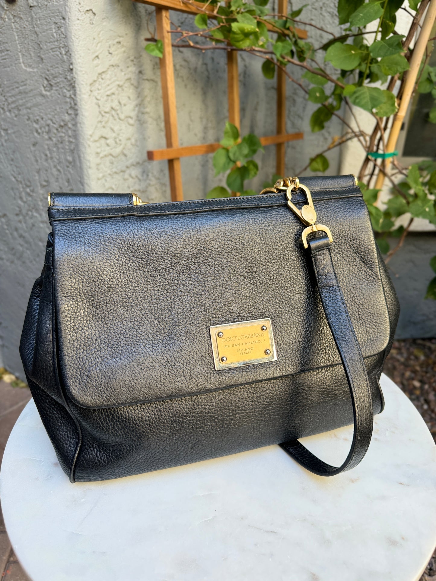 Dolce & Gabbana Large Leather Sicily Shoulder Bag