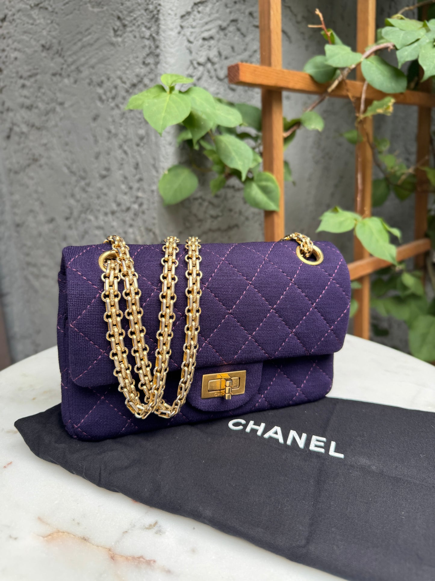 Chanel Reissue 2.55 Flap Bag Quilted Jersey 224 Double Flap Crossbody