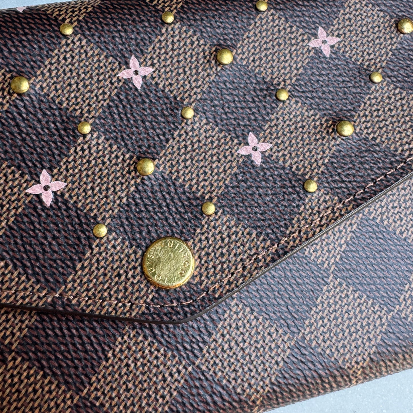 Louis Vuitton Limited Edition Studded Damier Ebene Sarah Wallet