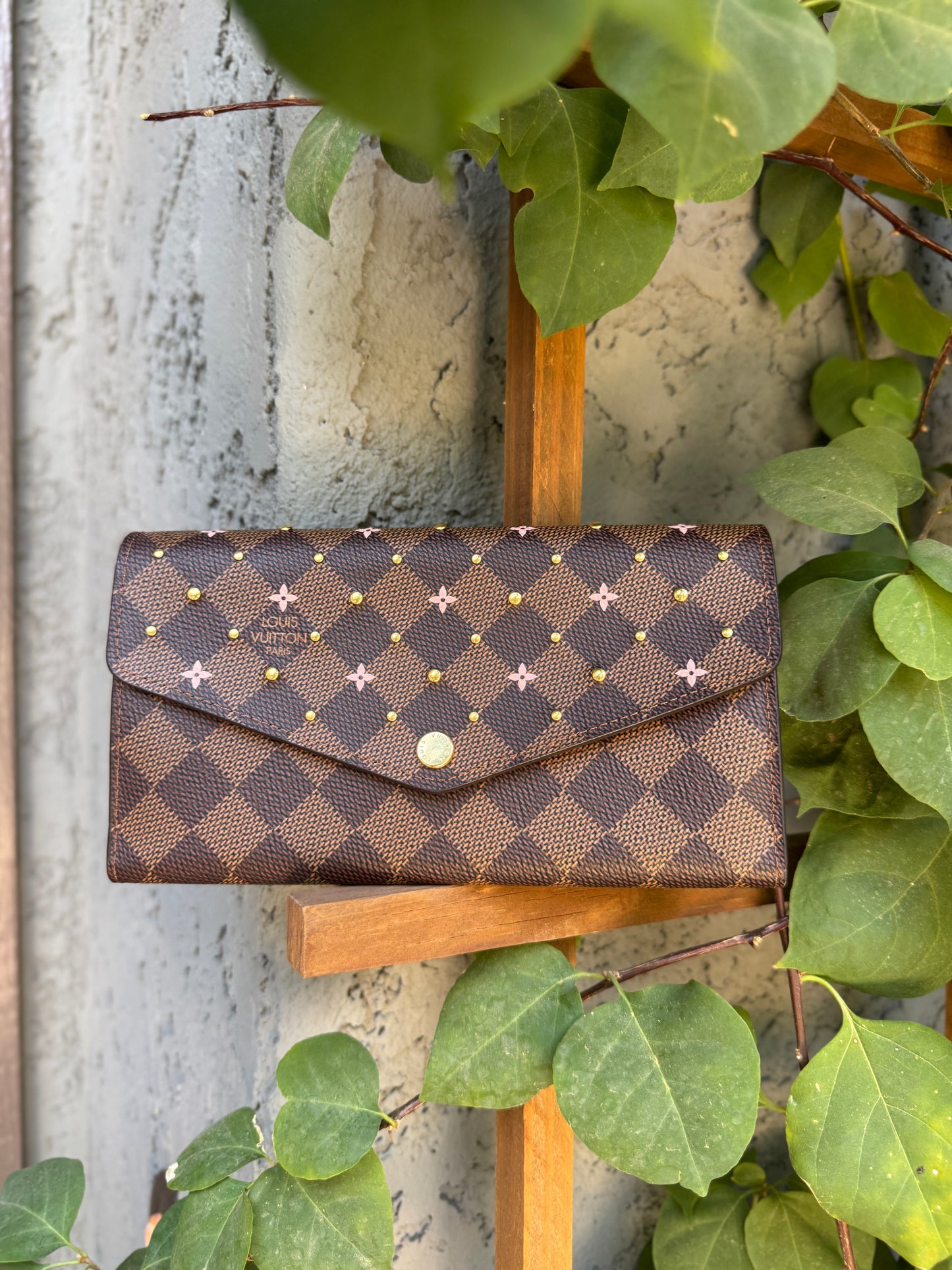 Louis Vuitton Limited Edition Studded Damier Ebene Sarah Wallet
