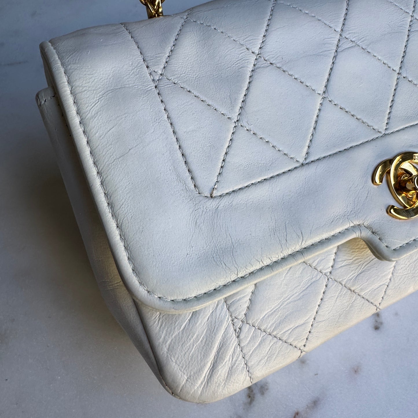 Chanel Diana Vintage Quilted Lambskin Small Single Flap Shoulder Bag