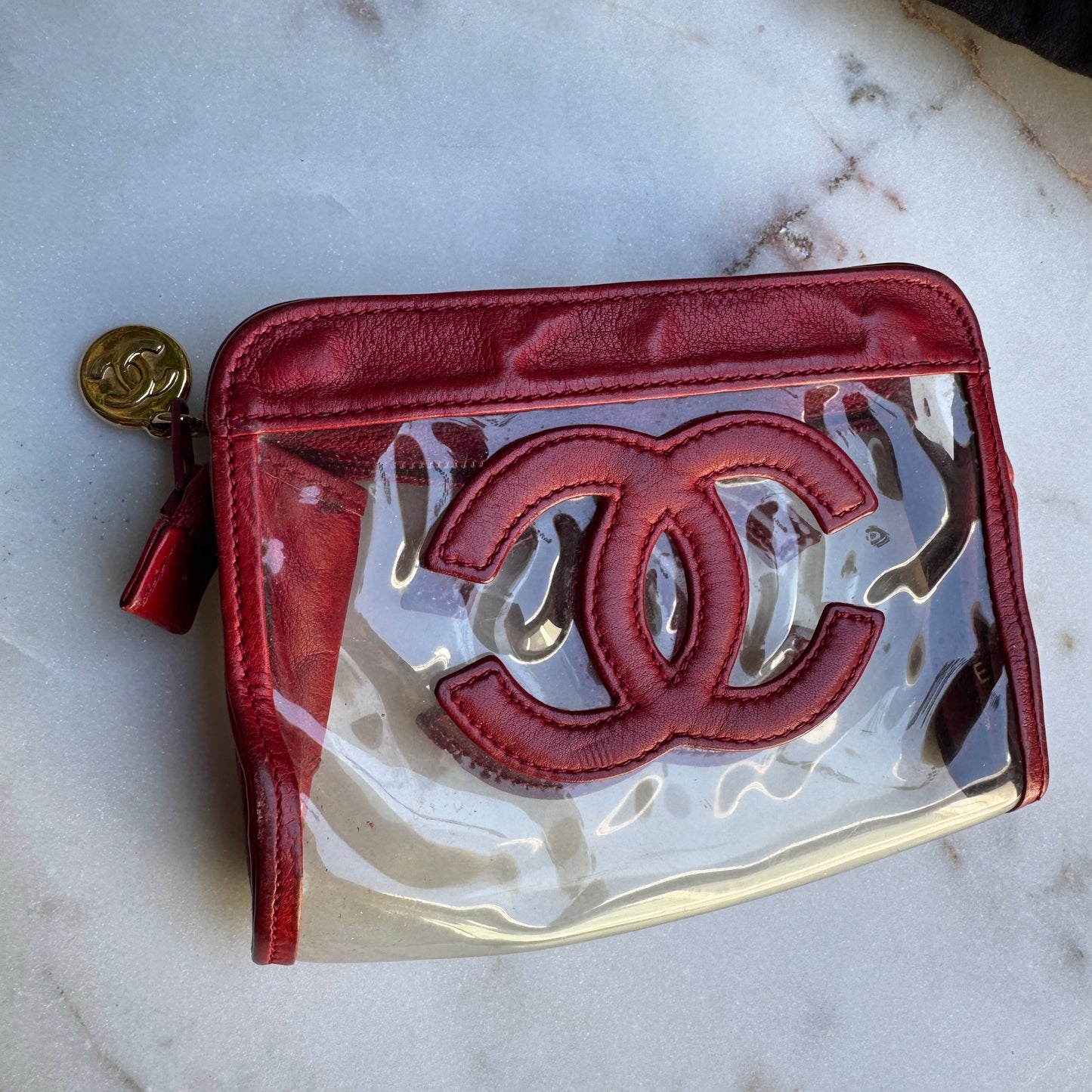 Chanel 90s Vintage CC Lambskin Vinyl Cosmetic Pouch