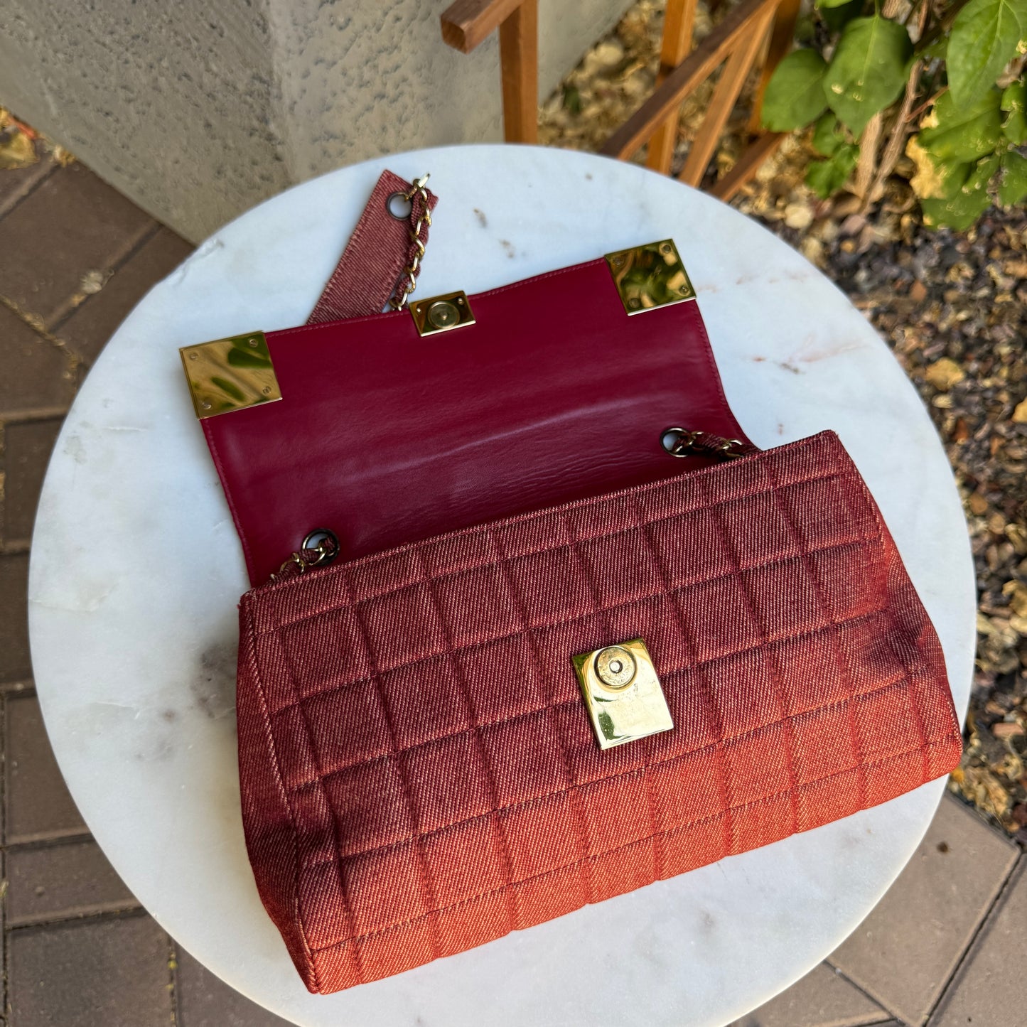 Chanel Vintage Denim Chocolate Bar Quilt Single Flap Shoulder Bag