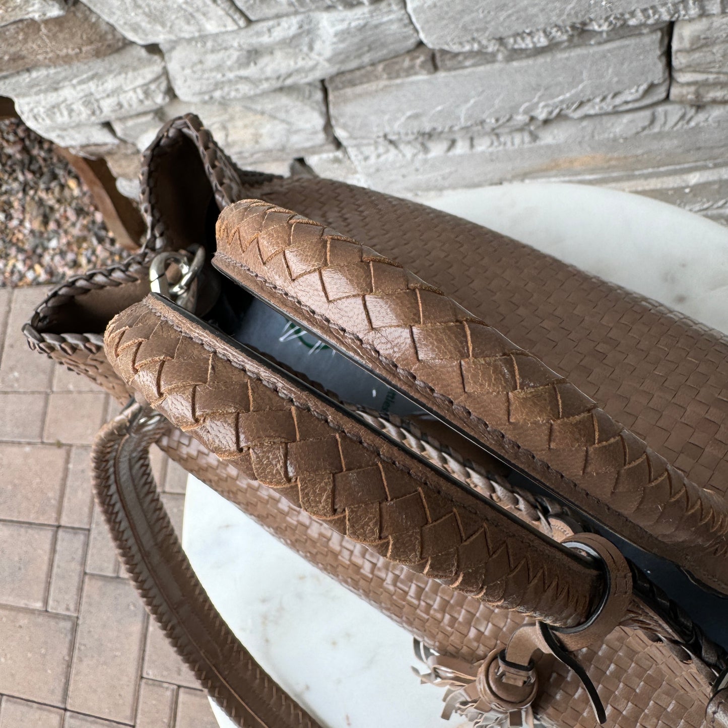 Prada Madras Woven Leather Tote