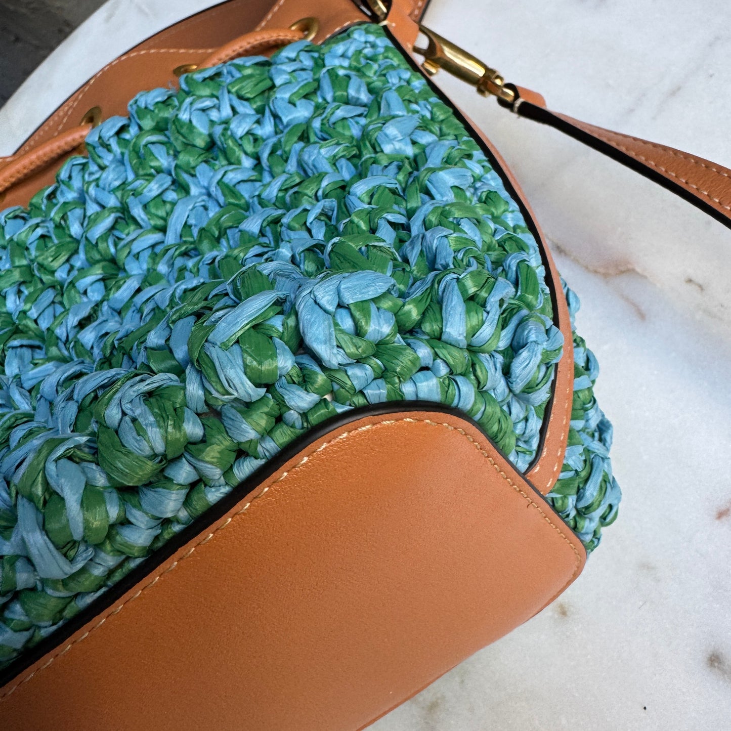 Valentino Garavani VLogo Signature Mini Raffia Bucket Bag