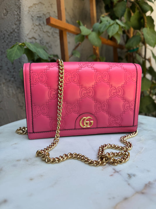 Gucci GG Matelassé Chain Wallet WOC Crossbody