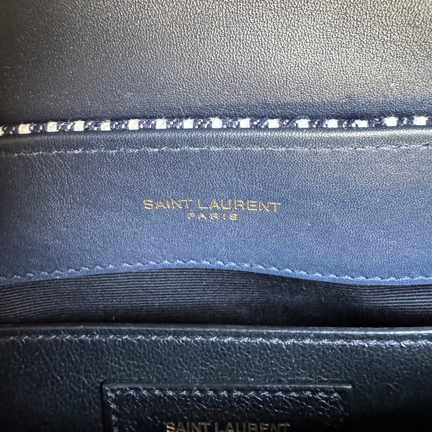 Saint Laurent Small Loulou Striped Chain Crossbody