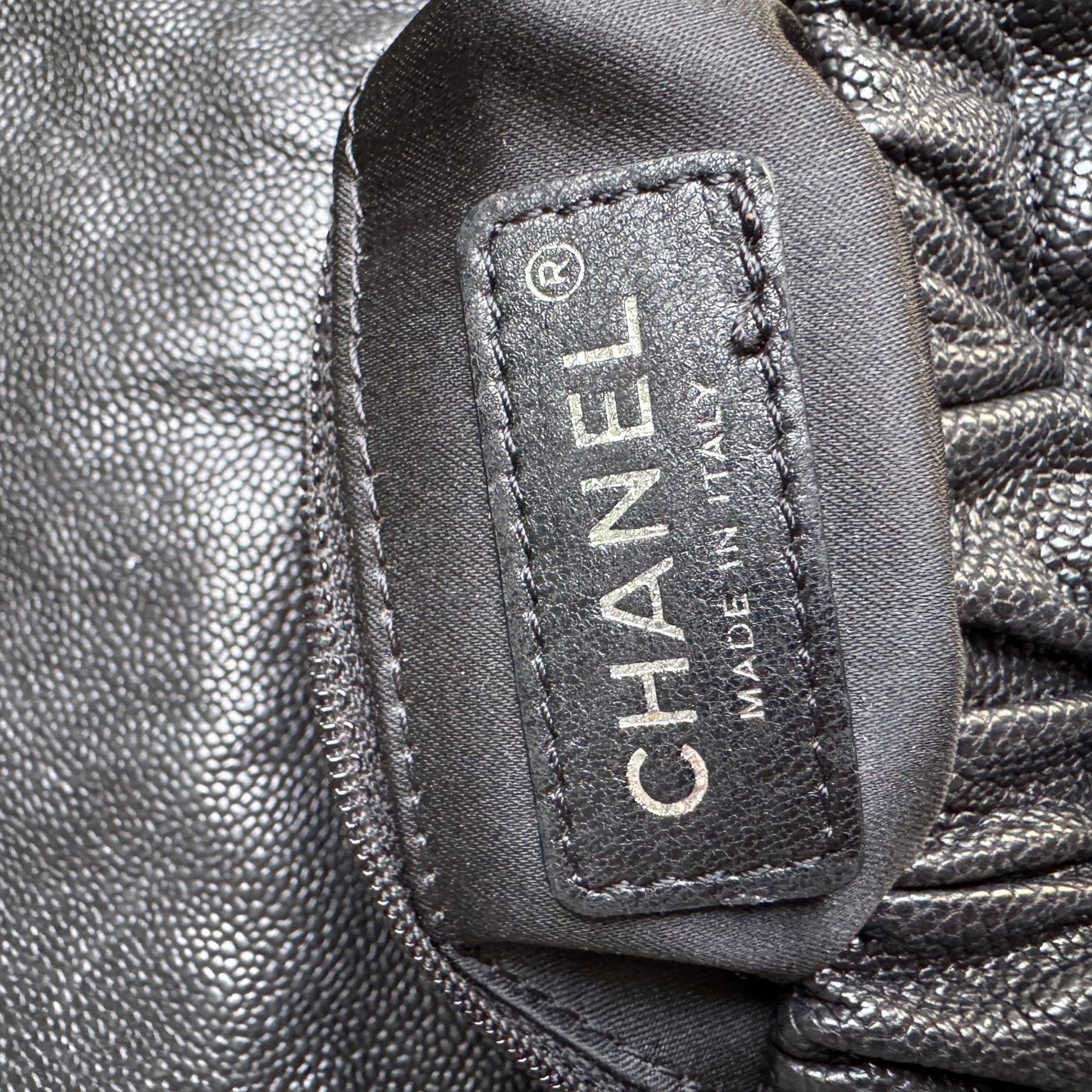 Chanel Shiny Caviar Quilted Elastic Flap Shoulder Bag