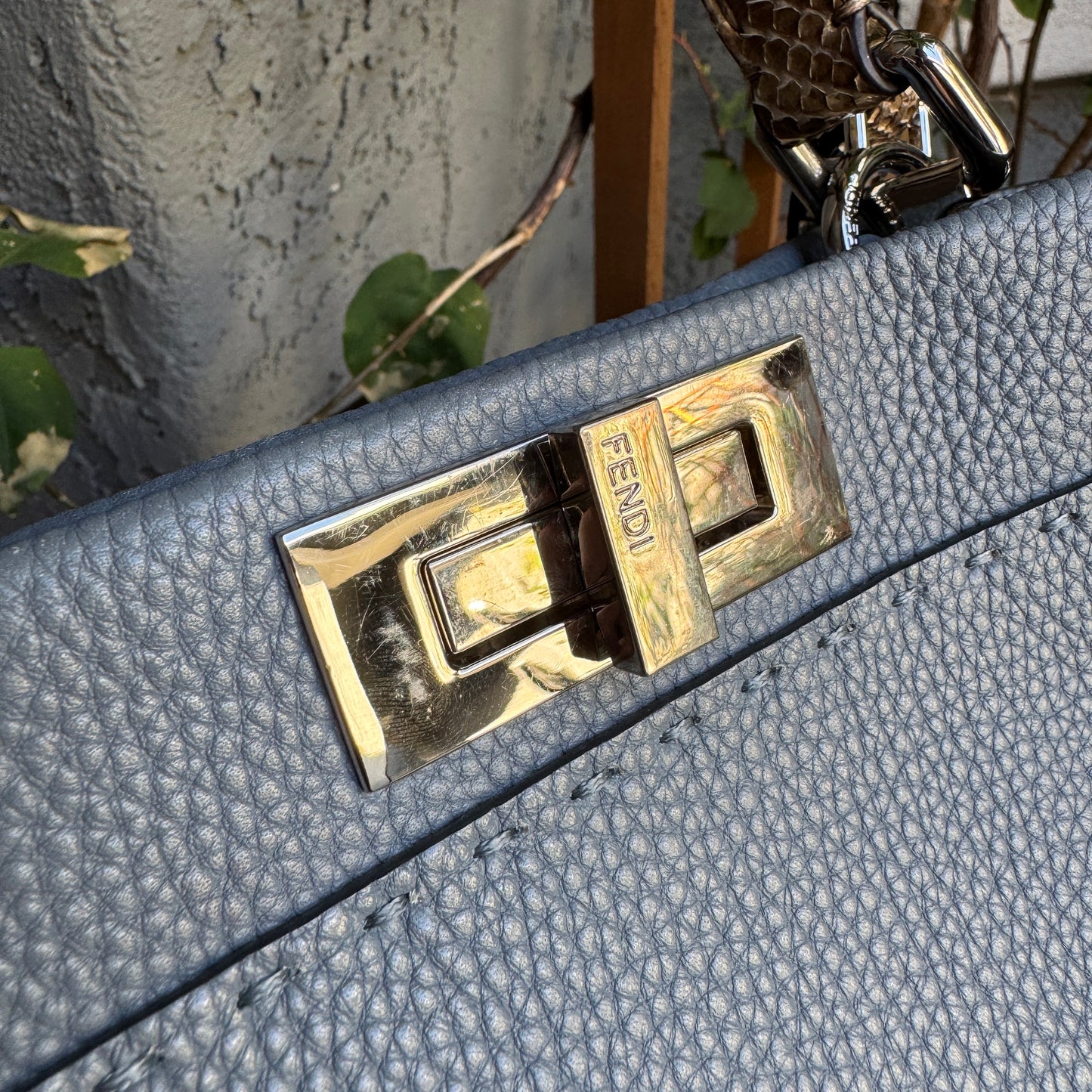 Fendi Cuoio Romano Selleria Leather Python Peekaboo Bag