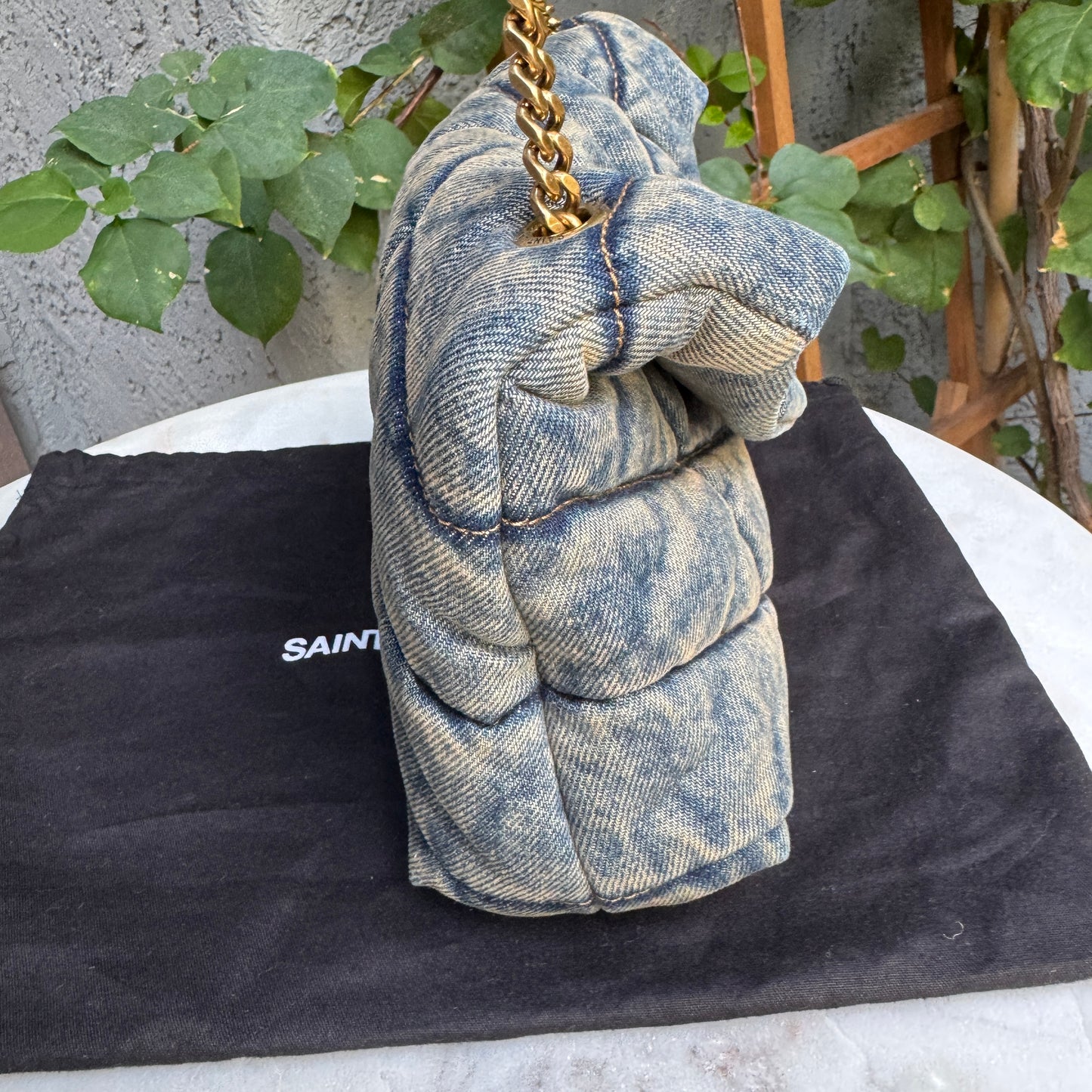 Saint Laurent Denim Toy LouLou Puffer Crossbody