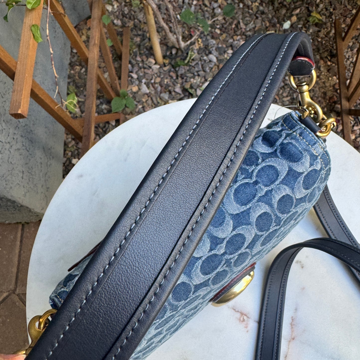 Coach Canvas Denim Monogram Soft Tabby Crossbody