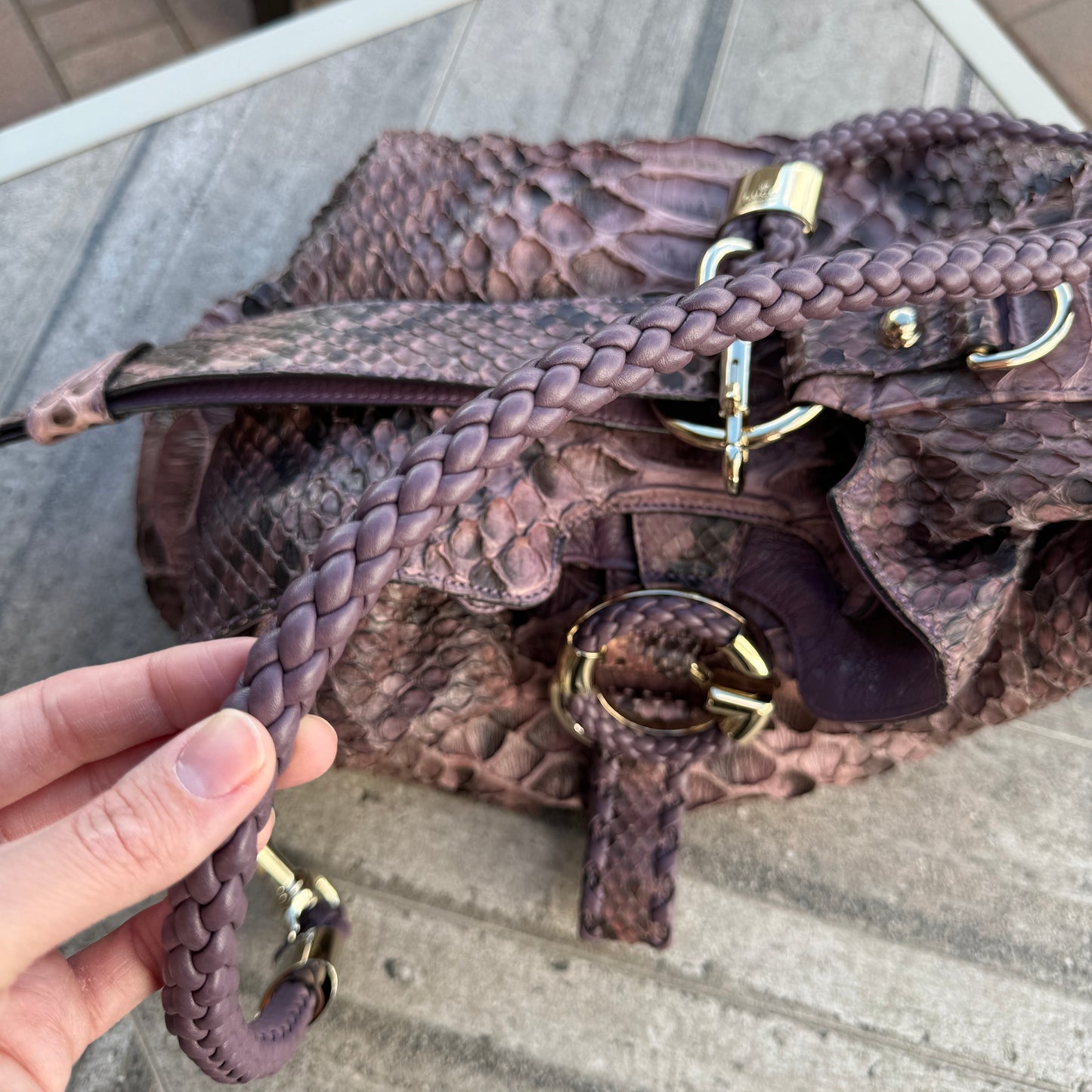 Gucci G Wave Python Hobo