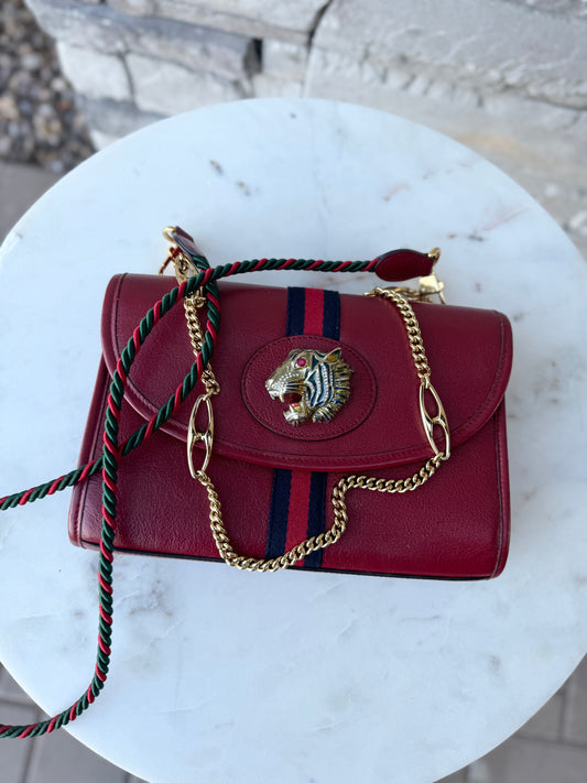 Gucci Rajah Web Chain Leather Crossbody