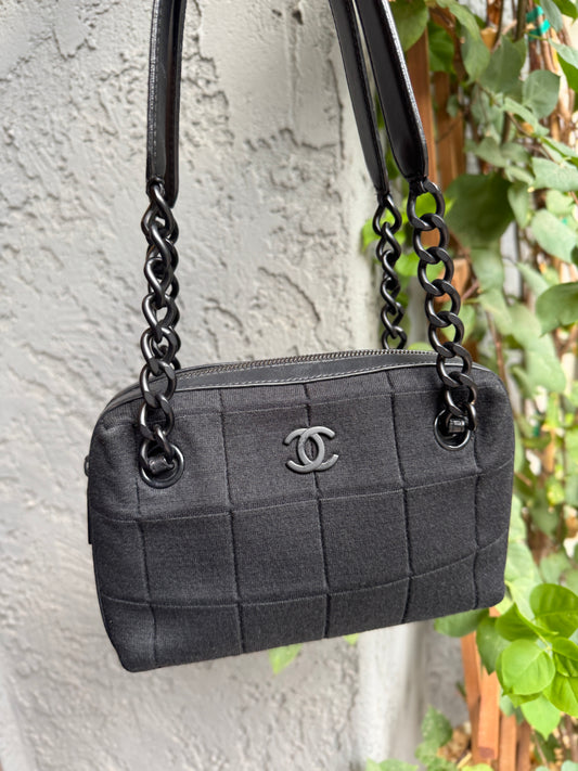 Chanel Y2K Jersey Chocolate Bar Shoulder Bag