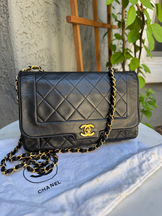 Chanel Diana Vintage Quilted Lambskin Medium Single Flap Bag