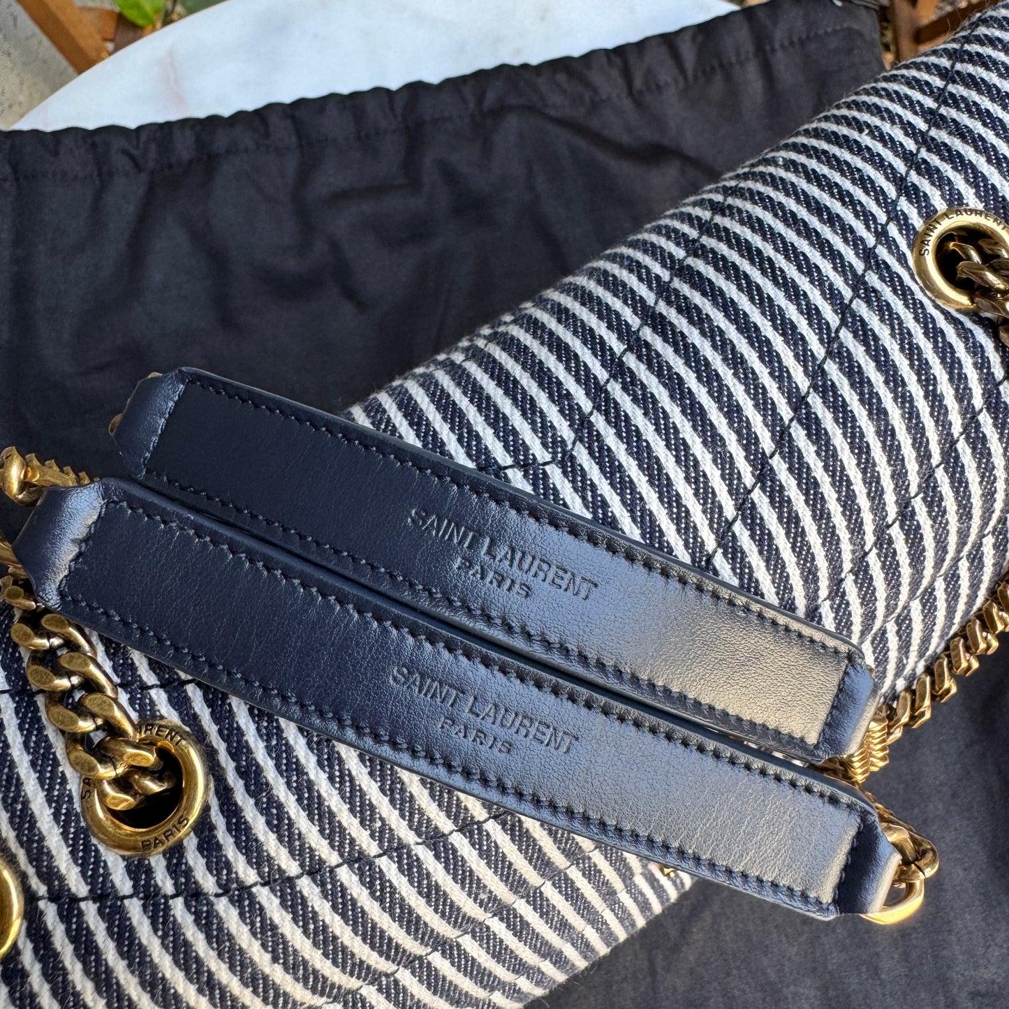 Saint Laurent Small Loulou Striped Chain Crossbody