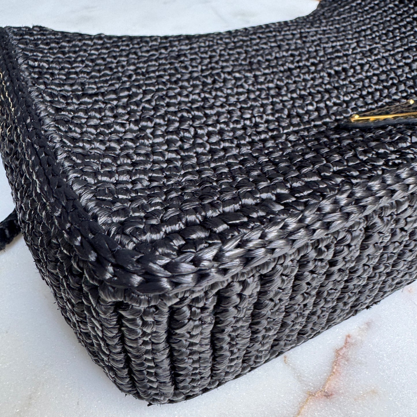 Prada Re-Edition Mini Crochet Raffia Crossbody Bag