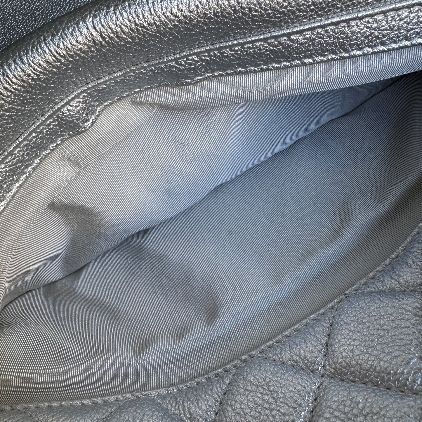 Chanel Silver Quilted Leather Airline Casual Rock Easy Flap Shoulder Bag