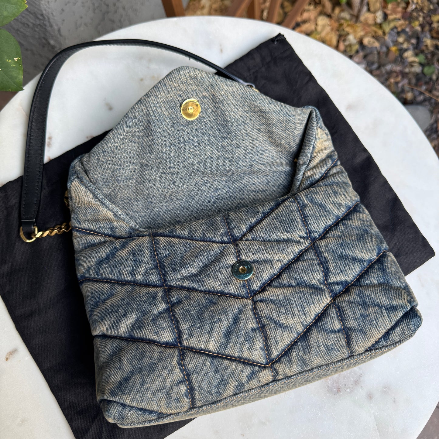 Saint Laurent Denim Toy LouLou Puffer Crossbody