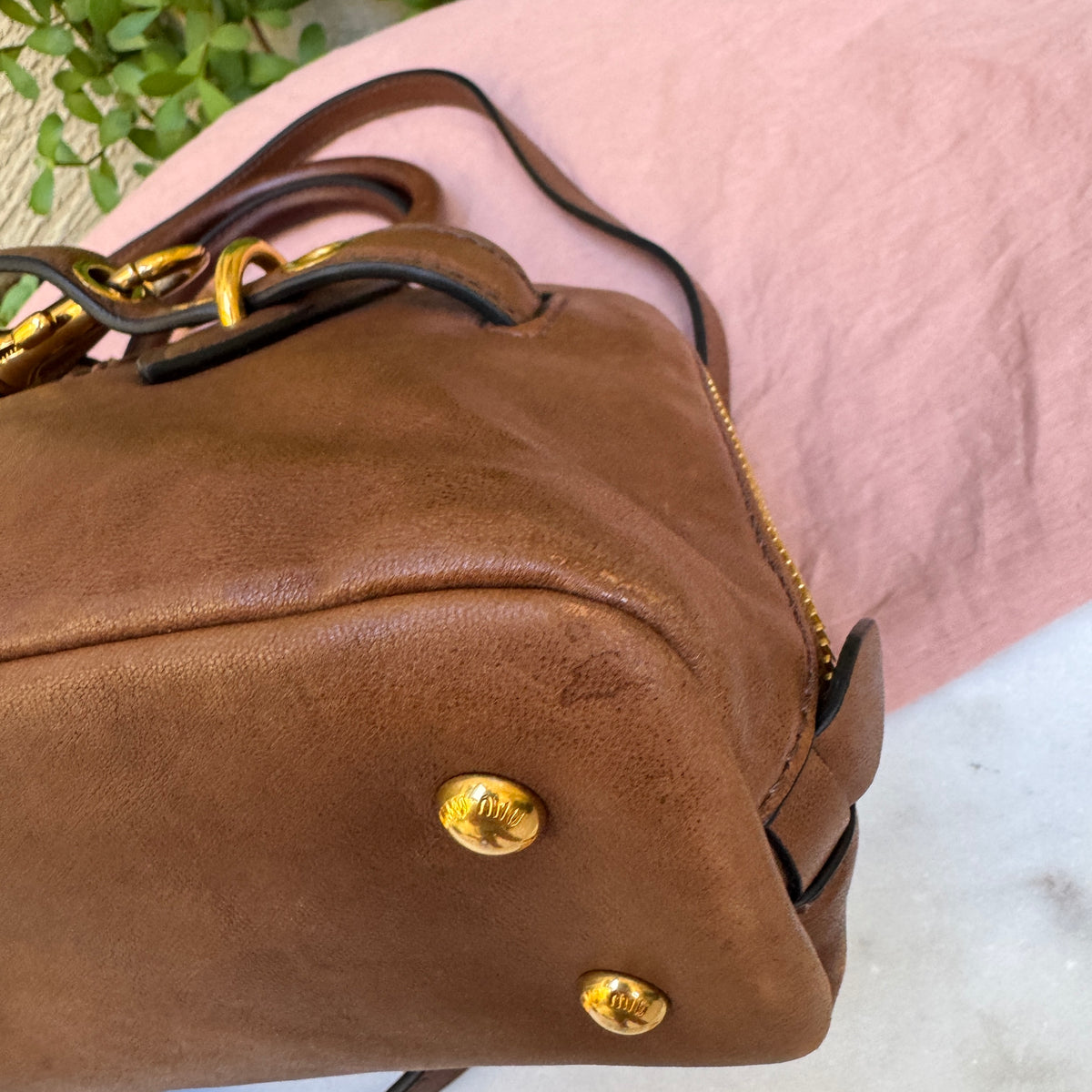 Miu Miu Adventure Nappa Leather Top Handle Bag