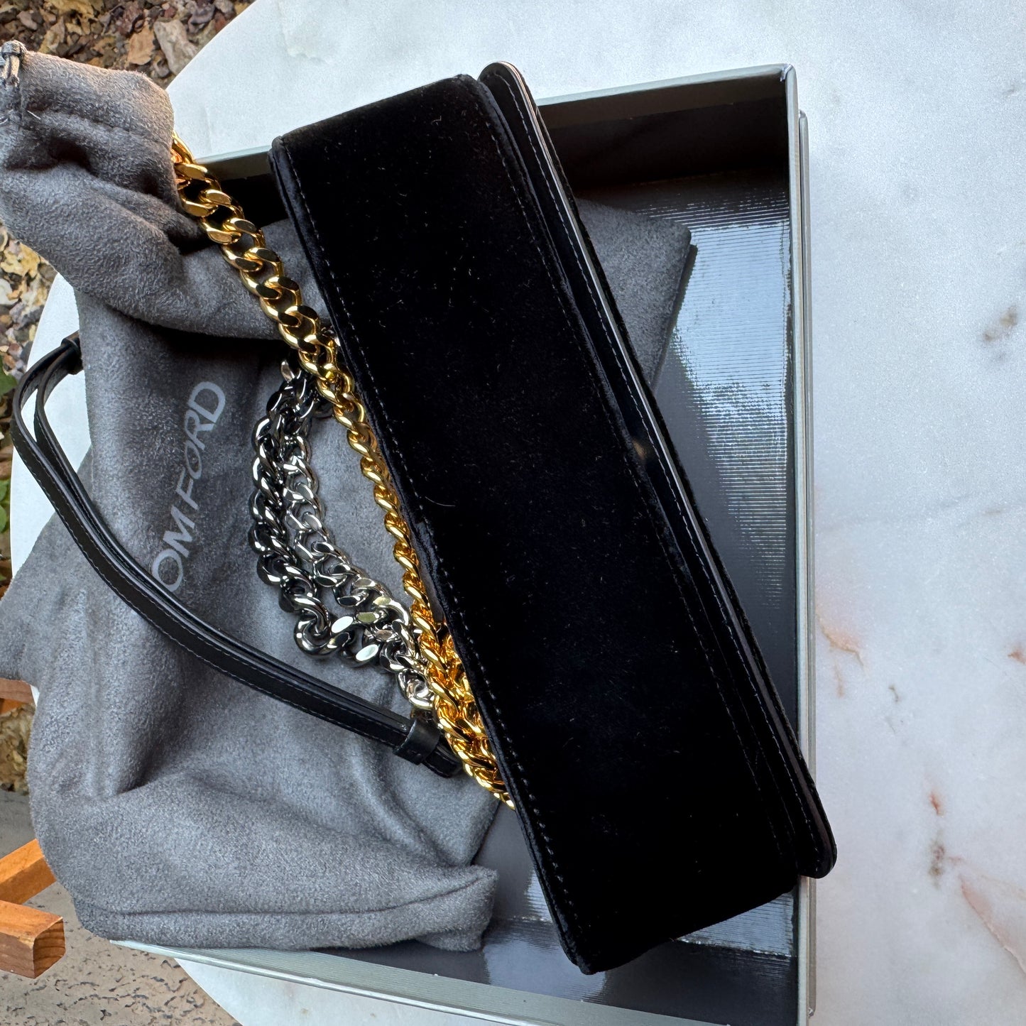 Tom Ford Triple Chain Velvet Crossbody