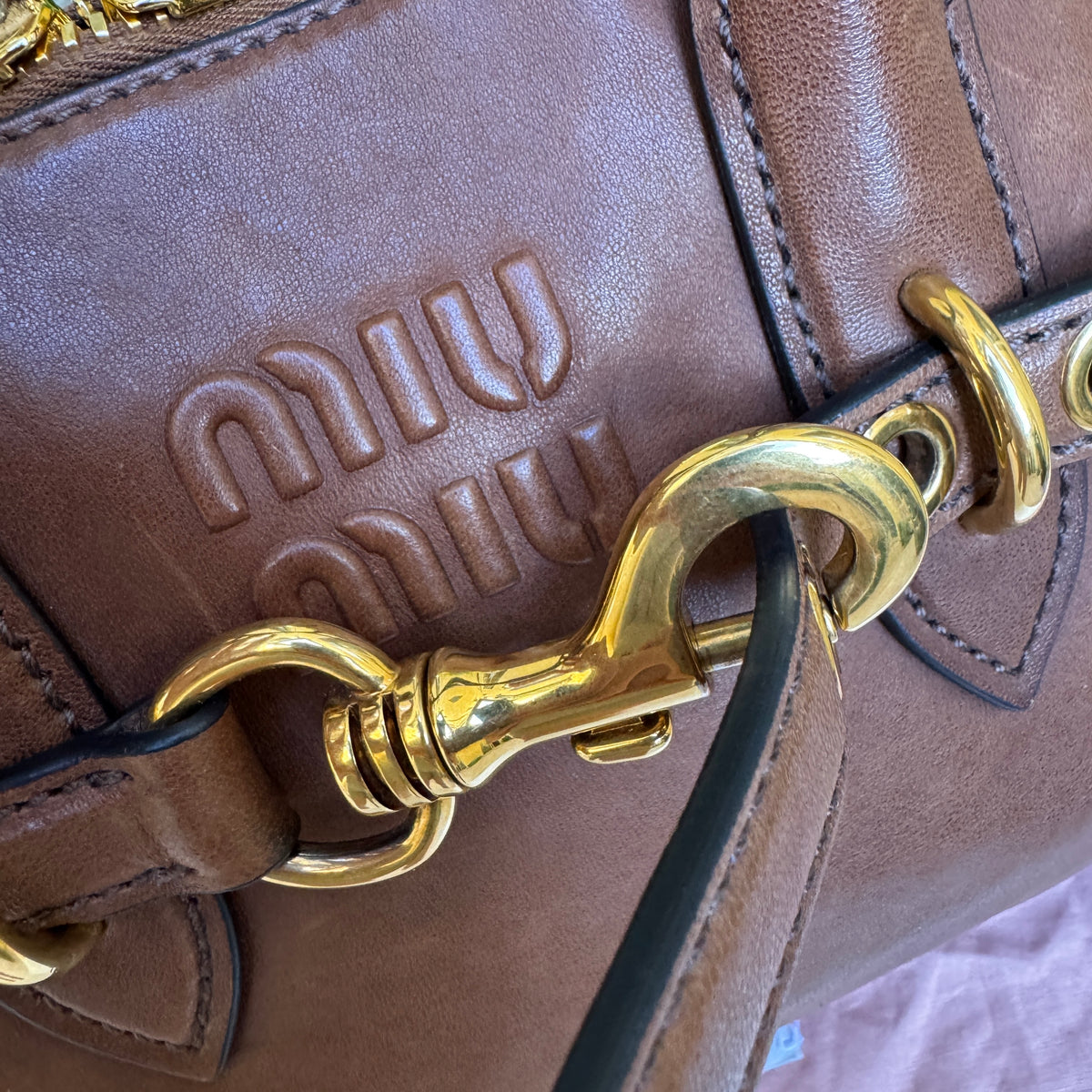 Miu Miu Adventure Nappa Leather Top Handle Bag