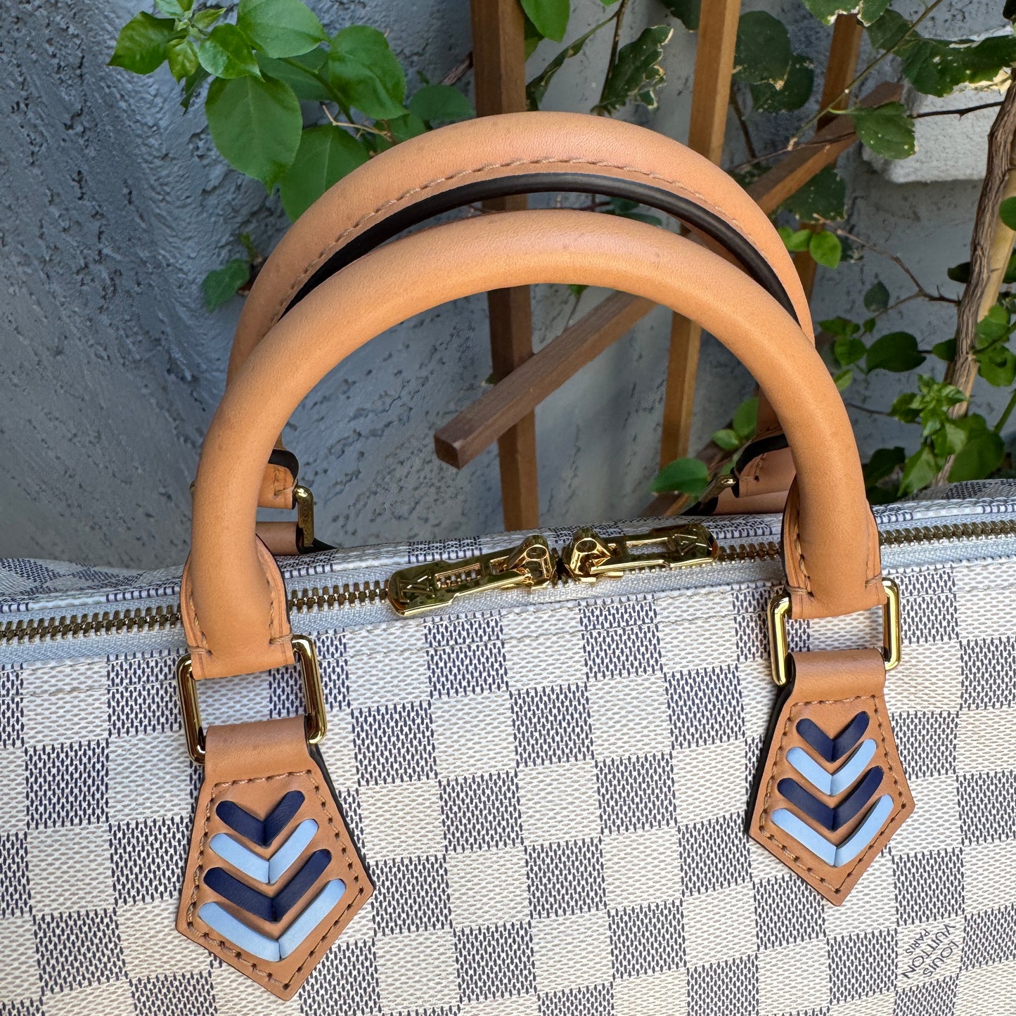 Louis Vuitton Damier Azur Canvas Braided Speedy 30 Bandouliere