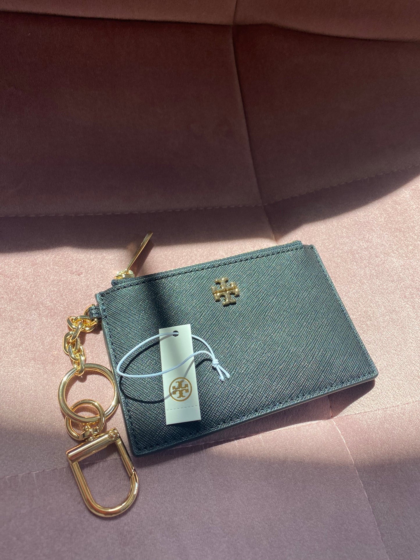 Tory Burch Robinson Leather Key Chain Card Case ID