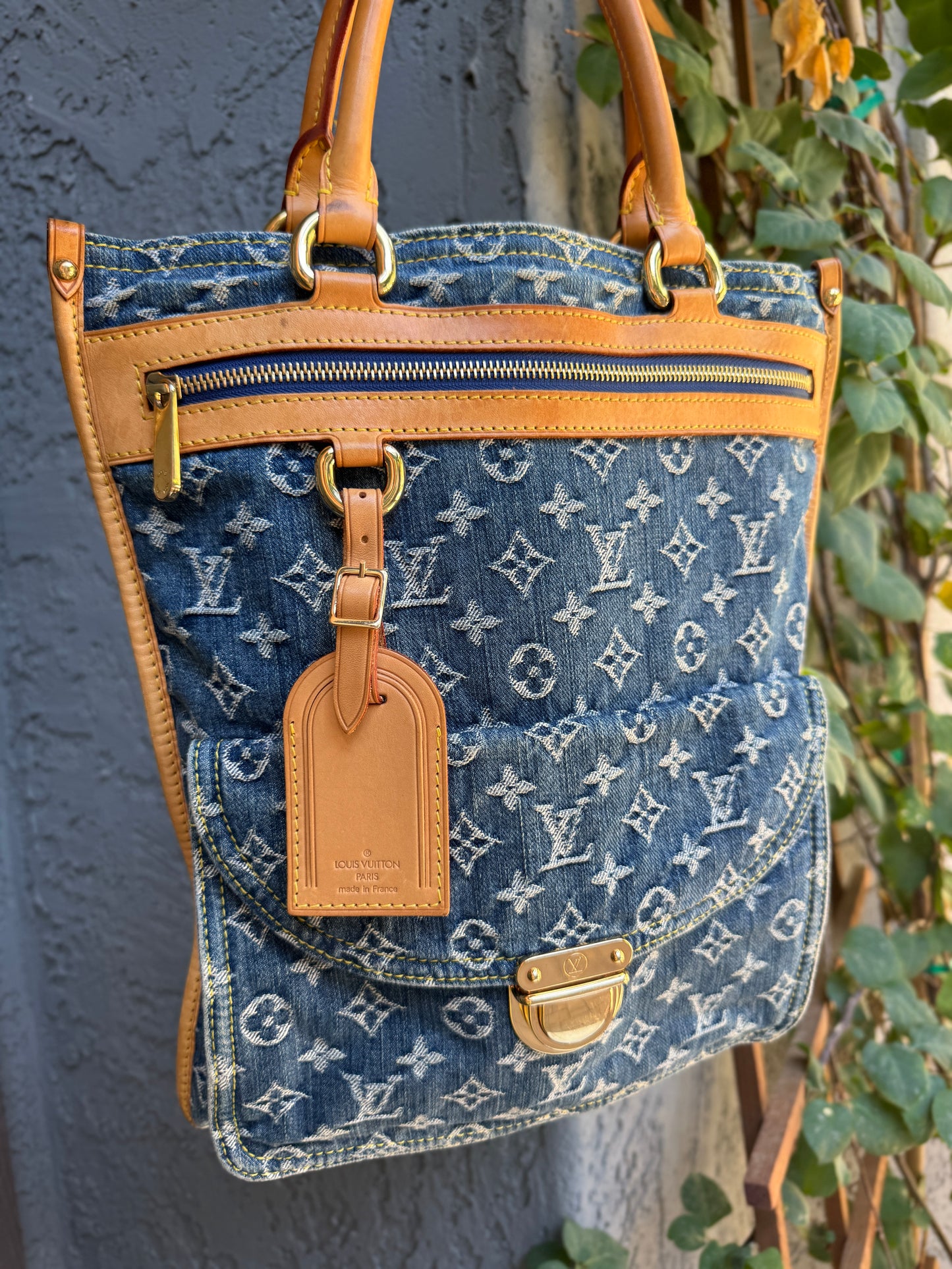 Louis Vuitton Vintage Monogram Denim Sac Plat Tote