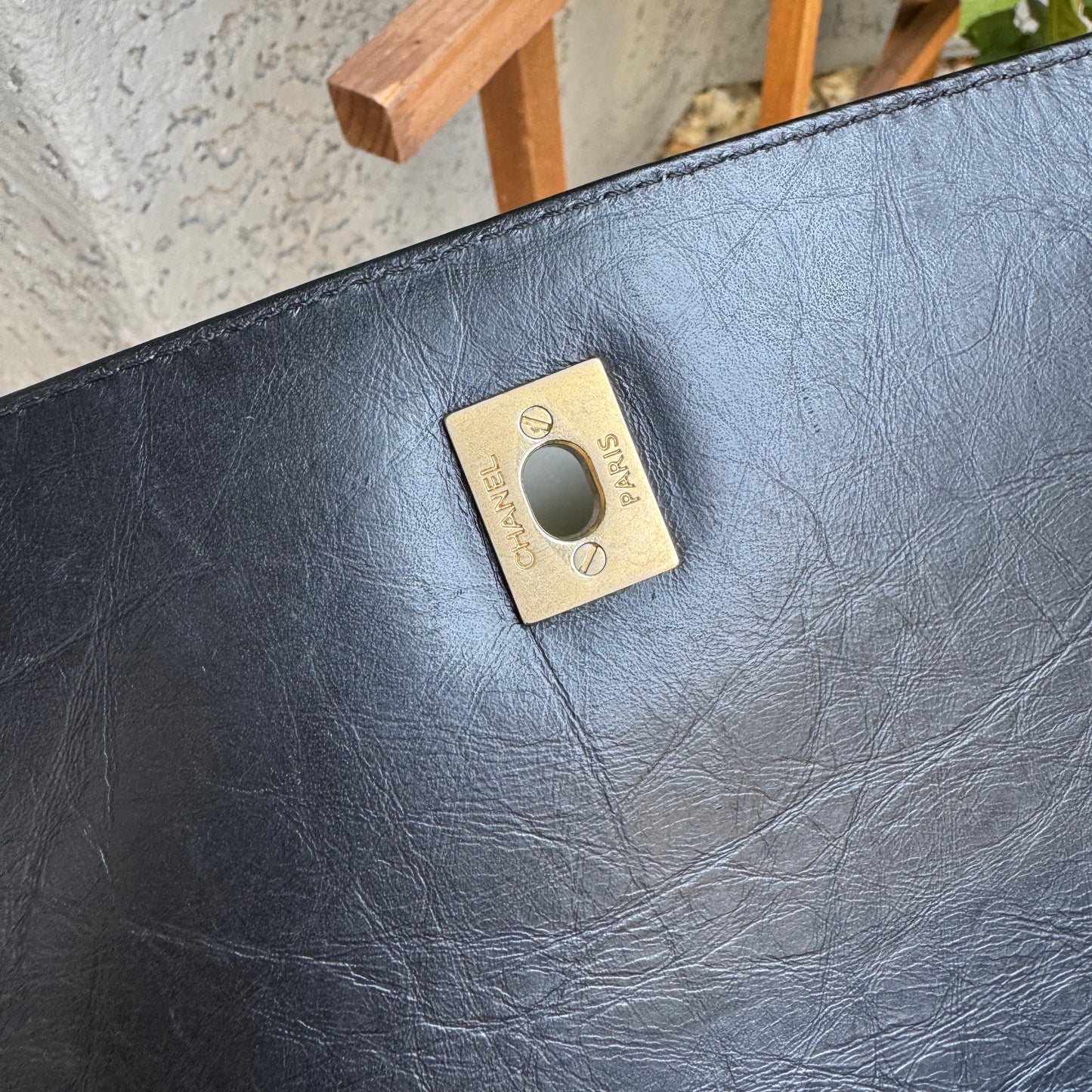 Chanel Calfskin Chevron Quilted Top Handle Flap Crossbody