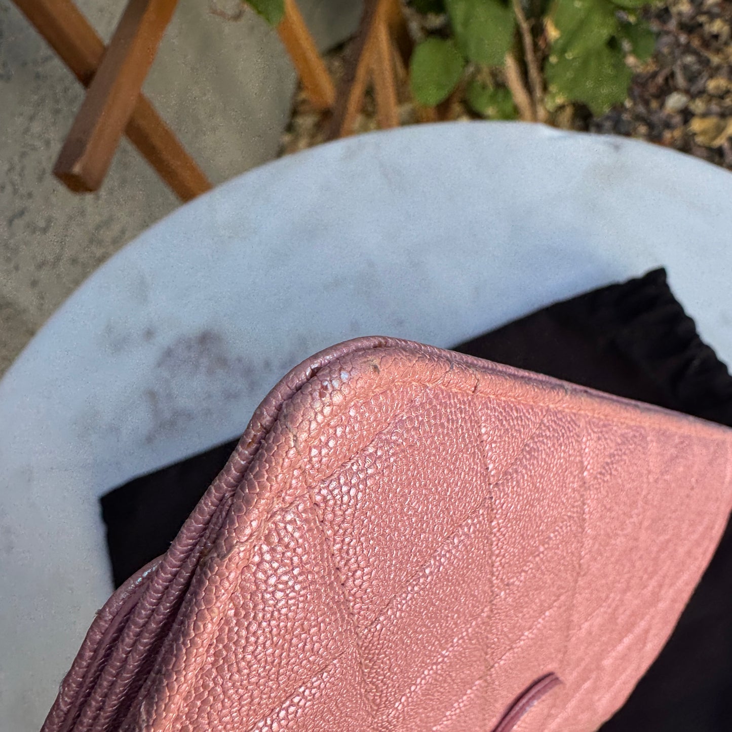 Chanel Iridescent Caviar Leather Quilted Classic Pouch Wristlet WOC