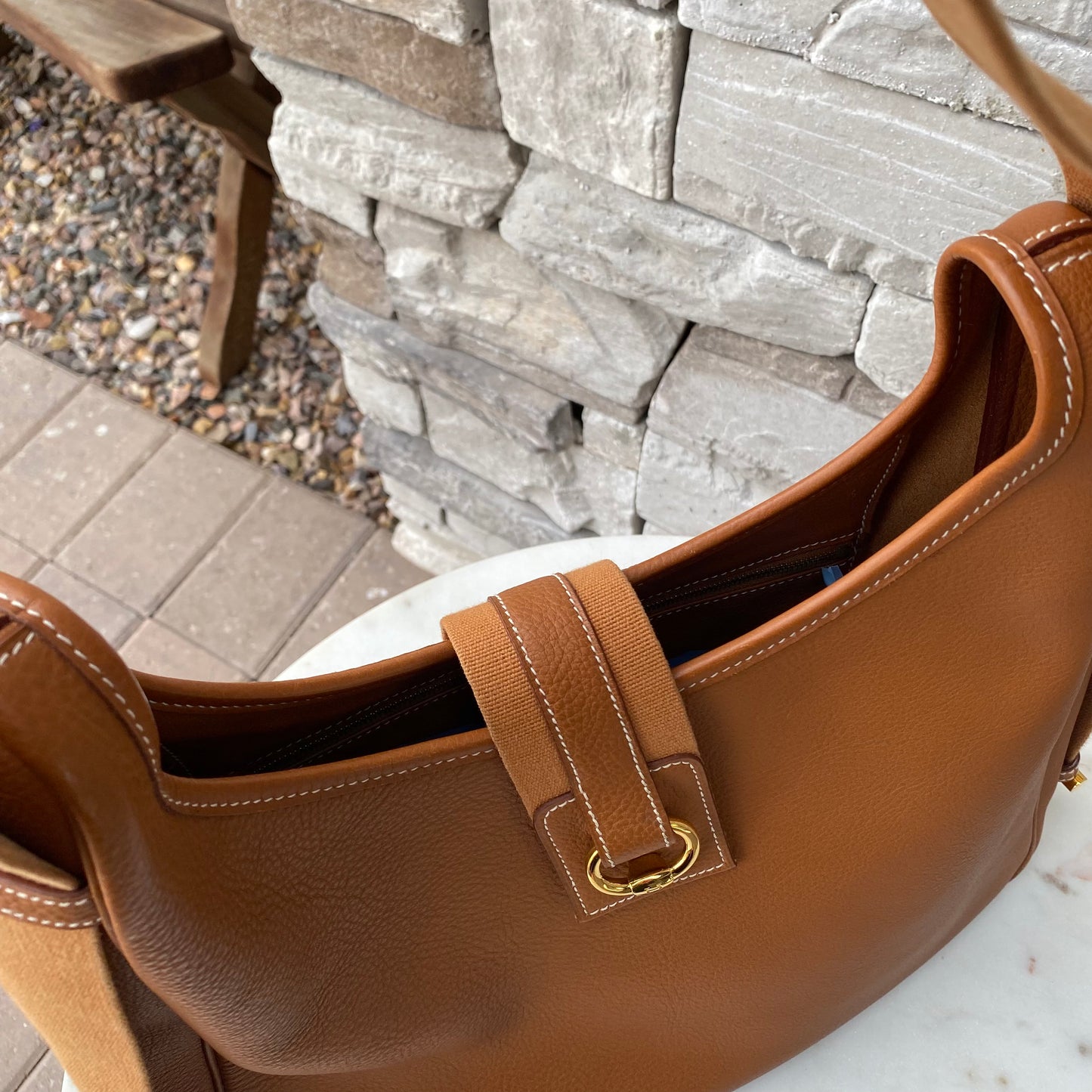 Hermès Tsako Gold Clemence Leather Shoulder Bag