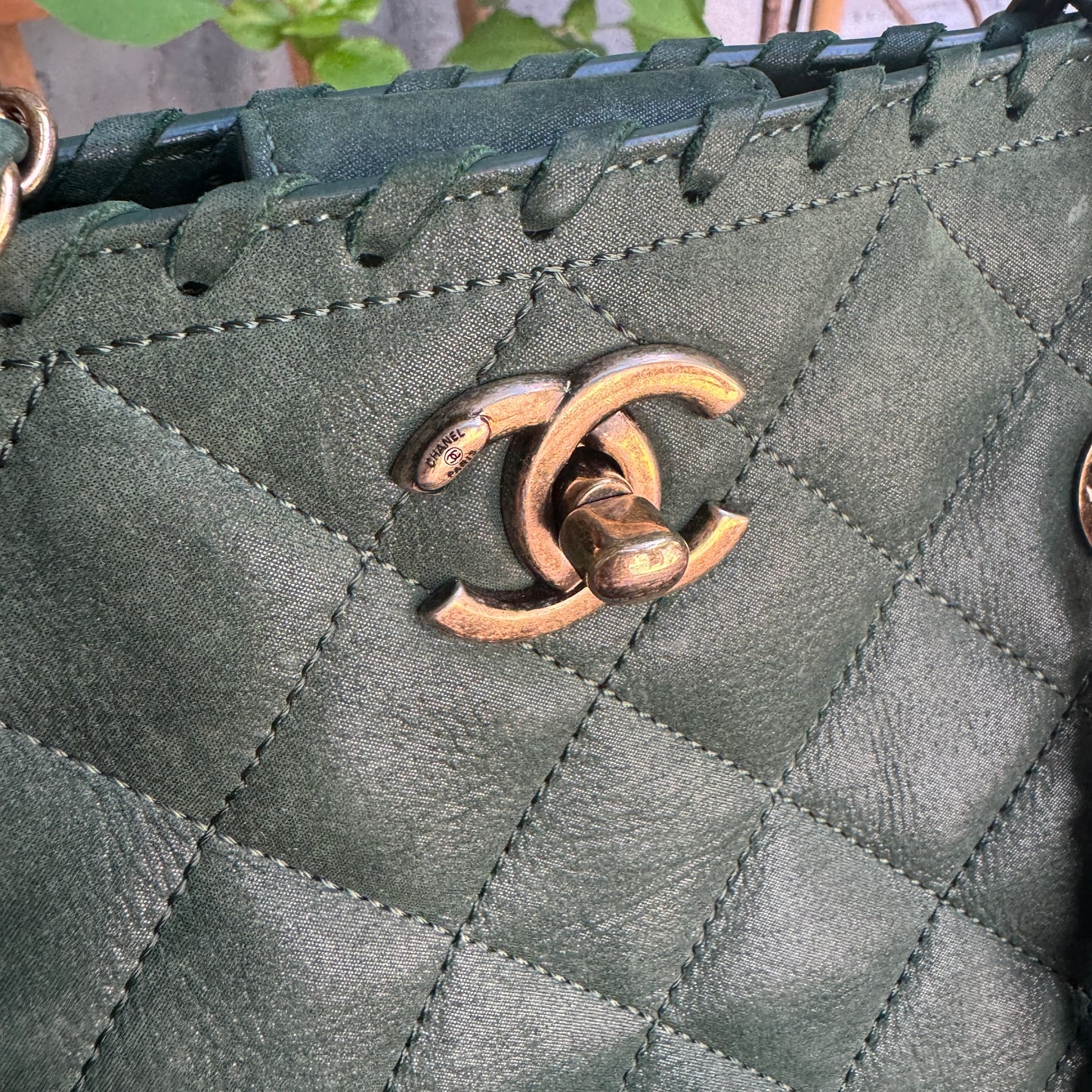 Chanel Nubuck Suede Quilted Whipstitch Happy Stitch Tote