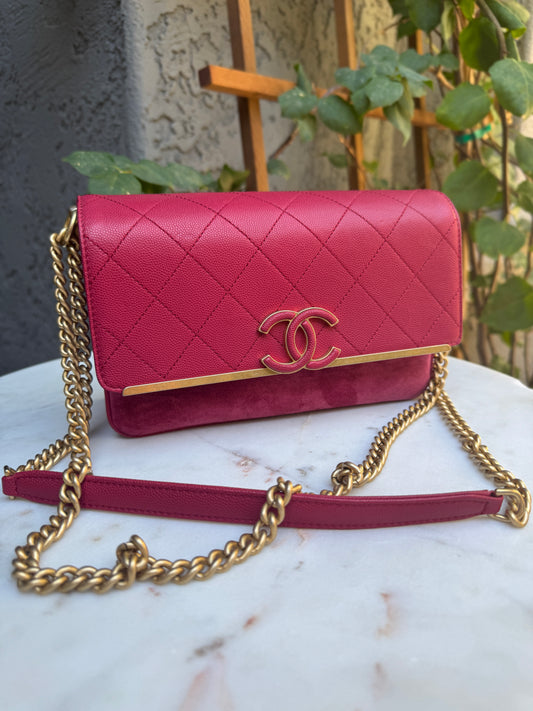 Chanel Lady Coco Caviar & Suede Leather WOC Crossbody