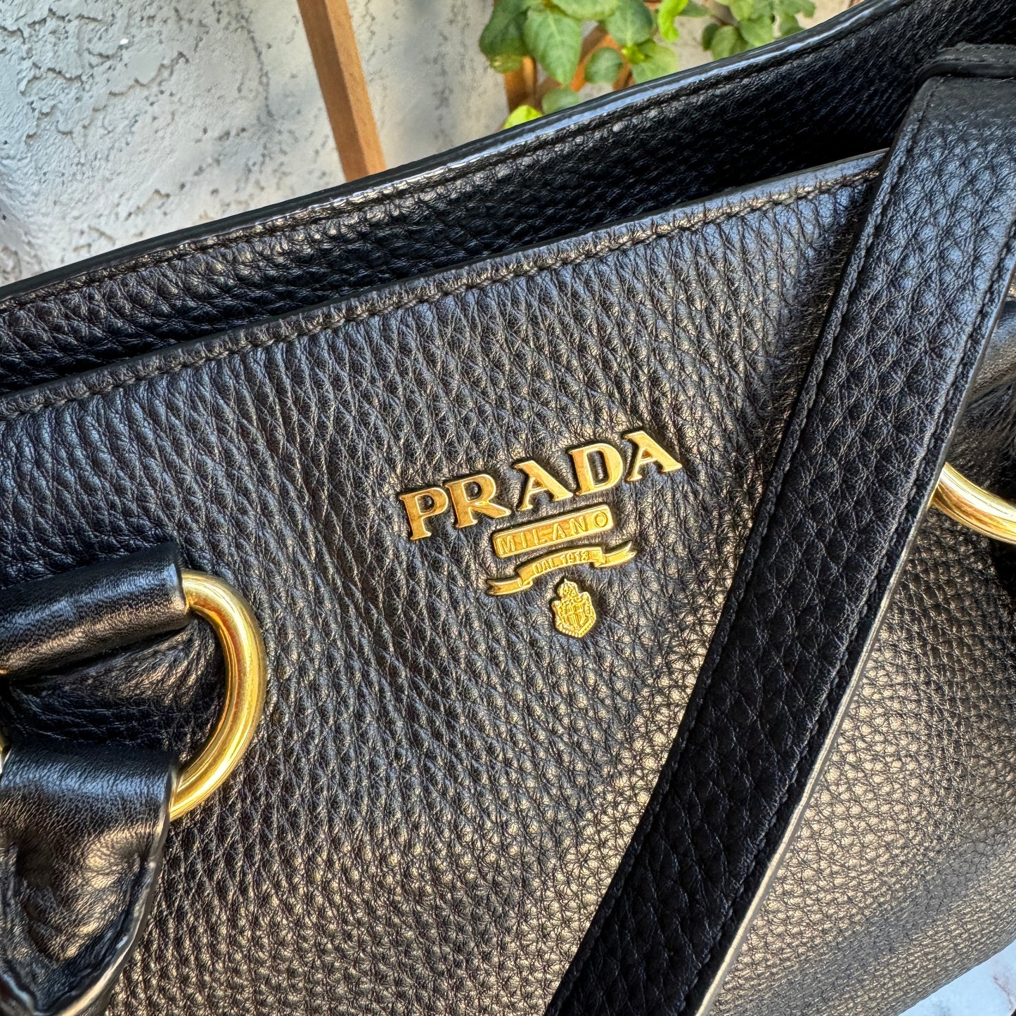 Prada Pebbled Leather Vitello Daino Crossbody